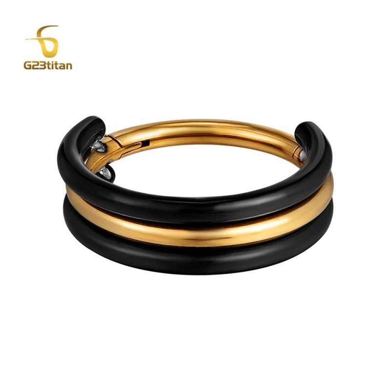 16G Titanium Nose Piercing Ring Septum Clicker Hinged Segment Hoop