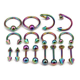 16pcs Surgical Steel Nose Rings Body Piercing For Women Punk Earring Stud Hoops