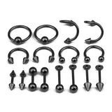 16pcs Surgical Steel Nose Rings Body Piercing For Women Punk Earring Stud Hoops