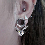 Crystal Deer Horn Pendant Ear Tunnel Plugs Gauges Piercing Expander