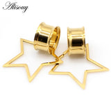 2pcs Stainless Steel Star Shape Ear Plugs Ear Gauges