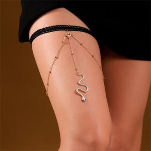 Long Tassel Beaded Leg Band Chain Snake Pendant Women Body Jewelry