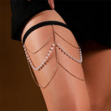 Long Tassel Beaded Leg Band Chain Snake Pendant Women Body Jewelry