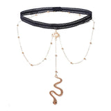 Long Tassel Beaded Leg Band Chain Snake Pendant Women Body Jewelry