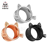 Stainless Steel Cat Ear Tunnels Piercing Jewelry Earring Plugs 6-25mm