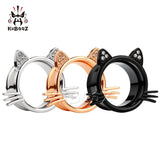 Stainless Steel Cat Ear Tunnels Piercing Jewelry Earring Plugs 6-25mm