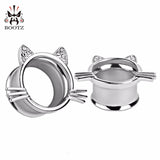 Stainless Steel Cat Ear Tunnels Piercing Jewelry Earring Plugs 6-25mm
