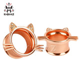 Stainless Steel Cat Ear Tunnels Piercing Jewelry Earring Plugs 6-25mm