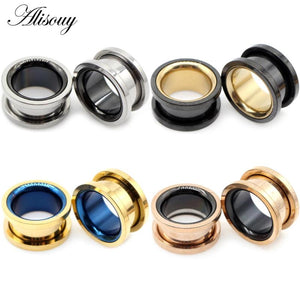 2pc Stainless Steel Double Ear Pirecing Plugs Body Jewelry Gauges