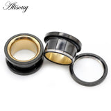 2pc Stainless Steel Double Ear Pirecing Plugs Body Jewelry Gauges