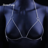 StoneFans Rhinestone Body Chain Sexy Breast Bra Necklace
