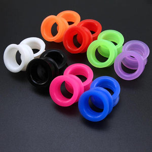 9 Pairs Mixed Colors Silicone Ear Tunnels Flesh Plugs Gauges Sets