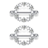 Stainless Steel Nipple Rings with CZ Star Barbell Body Jewelry