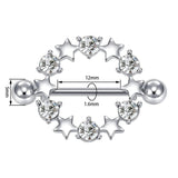Stainless Steel Nipple Rings with CZ Star Barbell Body Jewelry