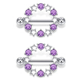 Stainless Steel Nipple Rings with CZ Star Barbell Body Jewelry
