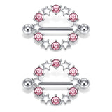 Stainless Steel Nipple Rings with CZ Star Barbell Body Jewelry