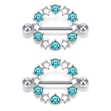 Stainless Steel Nipple Rings with CZ Star Barbell Body Jewelry