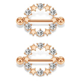 Stainless Steel Nipple Rings with CZ Star Barbell Body Jewelry