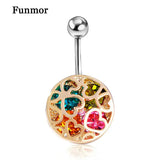 Gold-color Love Heart Crystal Navel Belly Button Ring