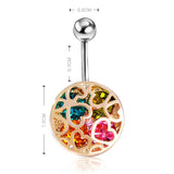Gold-color Love Heart Crystal Navel Belly Button Ring
