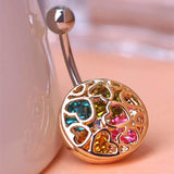 Gold-color Love Heart Crystal Navel Belly Button Ring