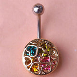 Gold-color Love Heart Crystal Navel Belly Button Ring
