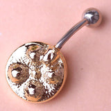 Gold-color Love Heart Crystal Navel Belly Button Ring