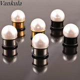 Vankula 2pc Ear Gauges Stainles Steel pearl Flared Plugs Tunnel Piercing