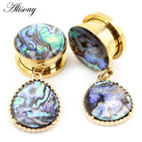 2pcs Shell Water Drop Pendant Stainless Steel Ear Tunnels Plugs Flesh Expander