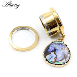 2pcs Shell Water Drop Pendant Stainless Steel Ear Tunnels Plugs Flesh Expander