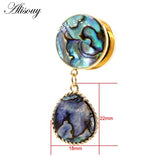 2pcs Shell Water Drop Pendant Stainless Steel Ear Tunnels Plugs Flesh Expander