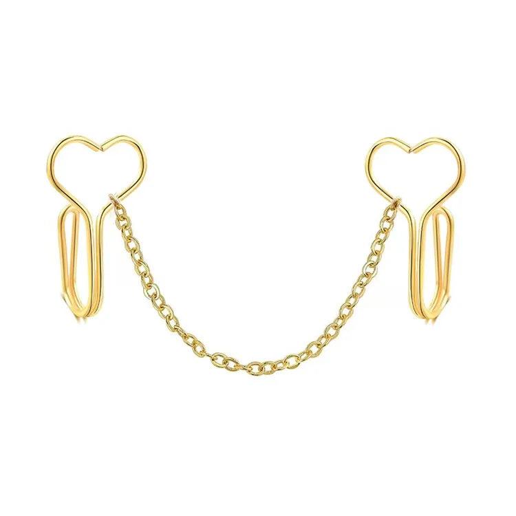 Non Piercing Nose Clip Ring with Chain Stainless Steel Nose Cuff Sexy Jewelry