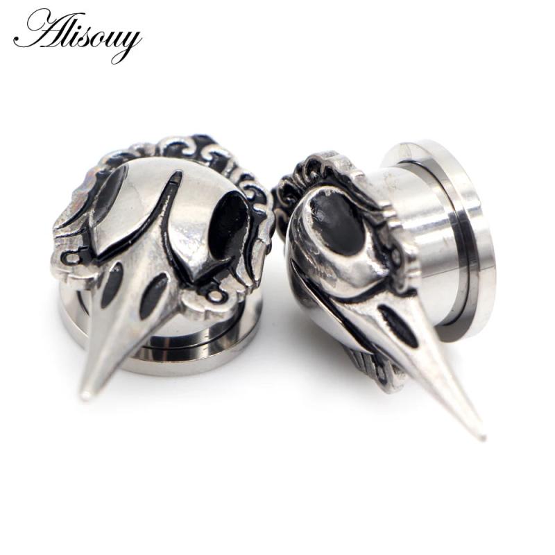 2pcs Crow Bird head Stainless Steel Ear Plugs