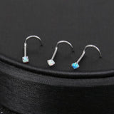 20G Opal Stone Nose Studs Set for Women Stainless Steel Nostril Studs