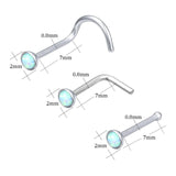 20G Opal Stone Nose Studs Set for Women Stainless Steel Nostril Studs
