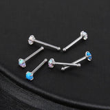 20G Opal Stone Nose Studs Set for Women Stainless Steel Nostril Studs