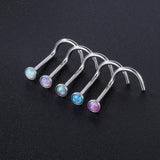 20G Opal Stone Nose Studs Set for Women Stainless Steel Nostril Studs
