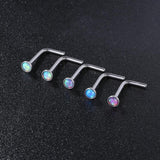 20G Opal Stone Nose Studs Set for Women Stainless Steel Nostril Studs