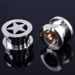 Star Shaped Ear Plugs Surgical Steel Ear Tunnels Piercing Expander