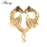 Heart Dragon Wing Saddle Ear Tunnel Plugs Stretcher Gauges Earrings