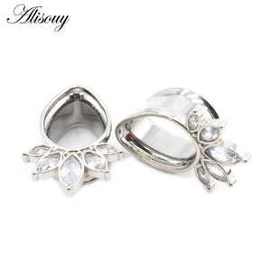 2PC Expansion Water Drop Stainless Steel Ear Gauges 8mm-22mm