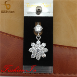Zircon Flower Dangle Belly Button Rings Stainless Steel Navel Piercing