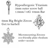 Zircon Flower Dangle Belly Button Rings Stainless Steel Navel Piercing