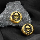 Stainless Steel Dark Skull Ear Gauges Plugs Tunnels Earring Back