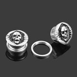 Stainless Steel Dark Skull Ear Gauges Plugs Tunnels Earring Back
