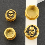 Stainless Steel Dark Skull Ear Gauges Plugs Tunnels Earring Back