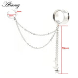 Moon Star Chain Ear Clip Stainless Steel Ear Tunnel Plug Expander