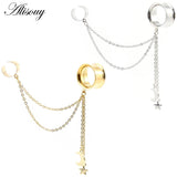 Moon Star Chain Ear Clip Stainless Steel Ear Tunnel Plug Expander