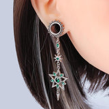 2PCS Stainless Steel Star Moon Ear Gauges Plugs Tunnels Earring