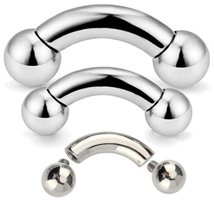 G23 Titanium Curved Barbell Nose Ring 0G-12G With Balls Earring